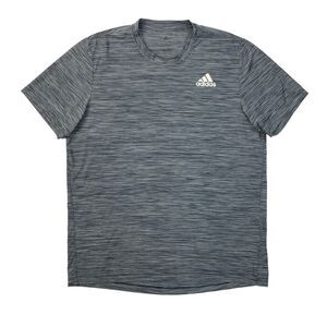 Adidas T Shirt Mens Large Navy Grey Spacedye All Set Aeroready Running Training